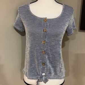 *W5* Blue x White Striped Short Sleeve Button Down Size Small